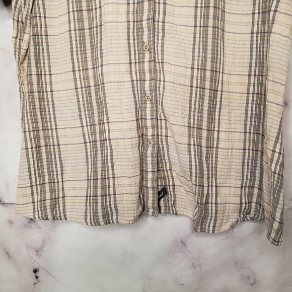 WOOLRICH Cotton Blend Plaid Button Down Short Sleeve Blouse XL - Picture 2 of 10